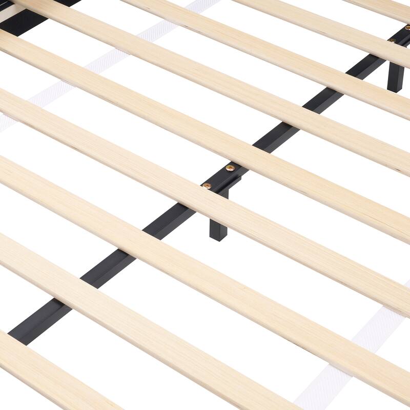 Velvet Upholstered Platform Bed with Headboard, Luxury Low Profile Bed Frame with Wood Slat Support, Grounded Bed for Apartments