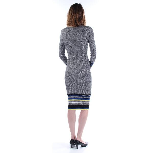 Shop Womens Gray Long Sleeve Below The Knee Body Con Casual Dress