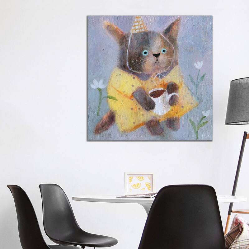 iCanvas "Morning Cat In Yellow Dress" by Natalia Shaloshvili Canvas Print - 37x37x1.5