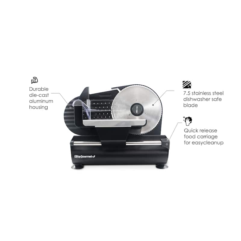 Electric Deli Food Meat Slicer, Removable Stainless Steel Blade 7.5in, Black - 16.90"