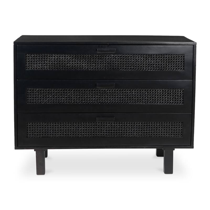 Aurelle Home Ashlyn Mid-Century Natural Mango Wood 3-Drawer Chest - Black