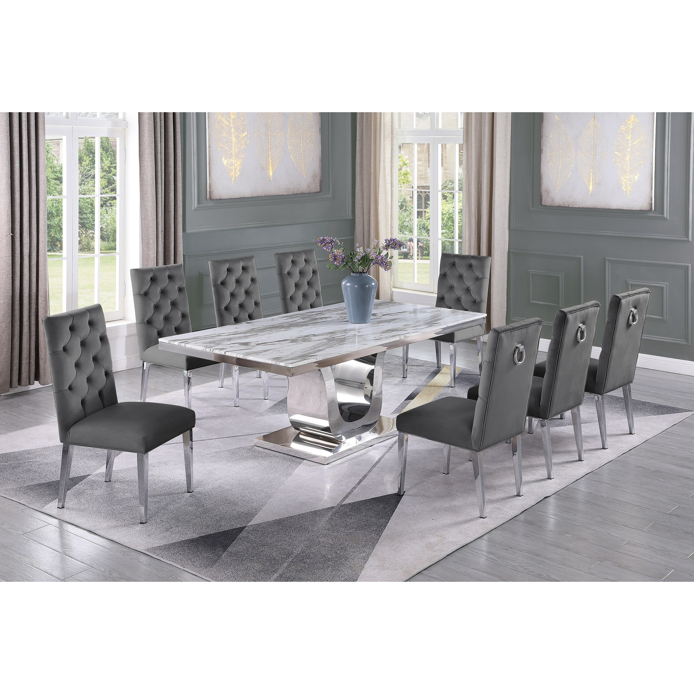 9 piece marble 2025 dining table set