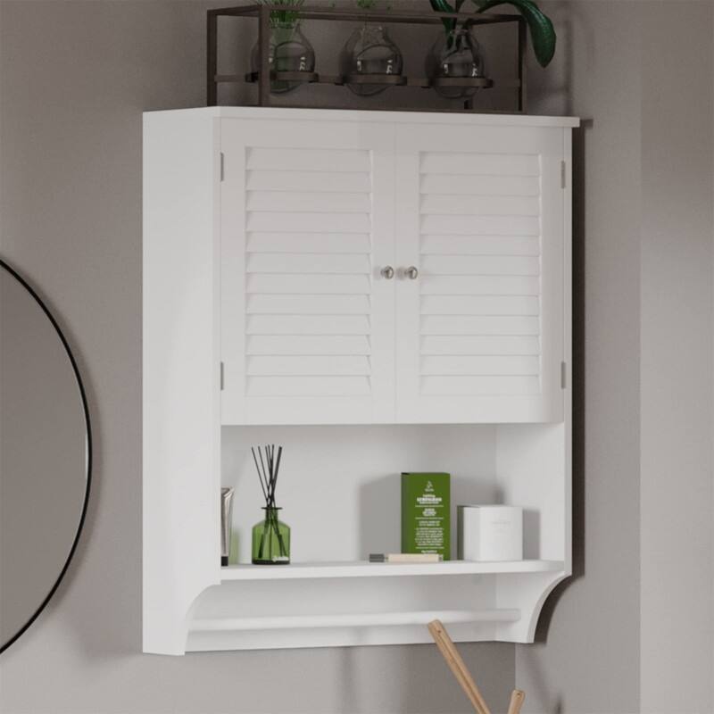 Wall-Mounted Bathroom Organizer - White Medicine Cabinet - 7.7"D x 23.8"W x 29.5"H
