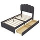 preview thumbnail 6 of 8, Upholstered Bed with 2 Storage Drawers,Wood Slat Support