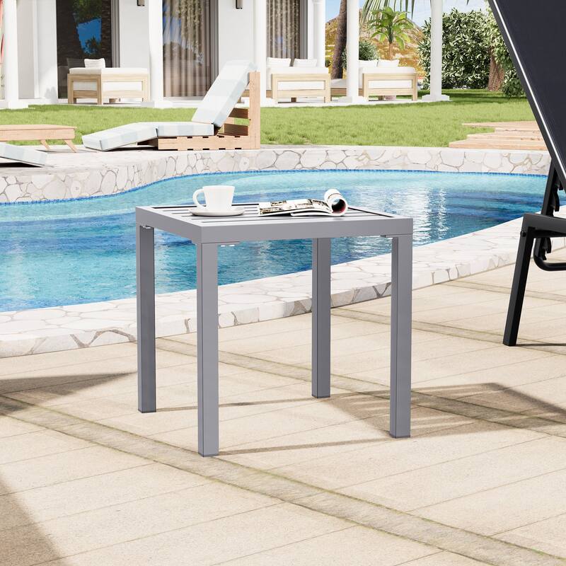 Outdoor Side Table Square Patio End Table - 1PC - Grey