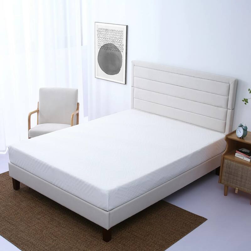 Full Size Upholstered Platform Bed Frame / Mattress Foundation / Wood Slat Support / No Box Spring Needed / Easy Assembly