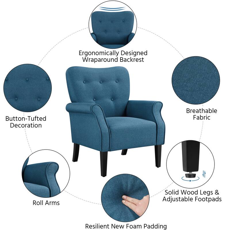 Yaheetech Modern Polyester Fabrics Upholstered Accent Chair Single Sofa for Living Room