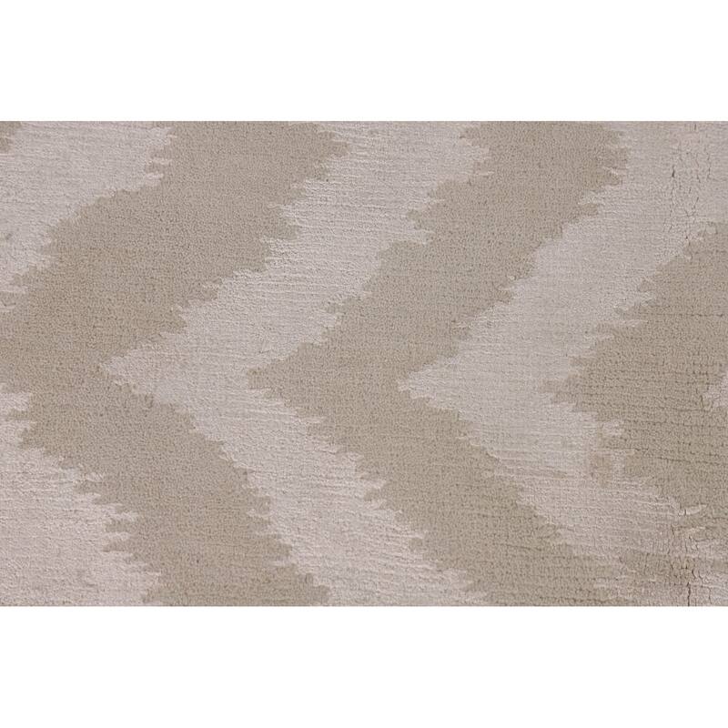 Chevron Style Nepalese Area Rug Hand-Knotted Oriental Wool Carpet - 5'11" x 9'0"