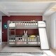 preview thumbnail 2 of 13, Twin Over Twin Low Bunk Bed with Slide, Fence and Ladder for Toddler Kids Teens, Fun and Variable, Grey