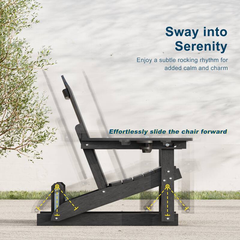 Glider Adirondack Patio Chair, 3-Position Adjust Smooth Motion Chair