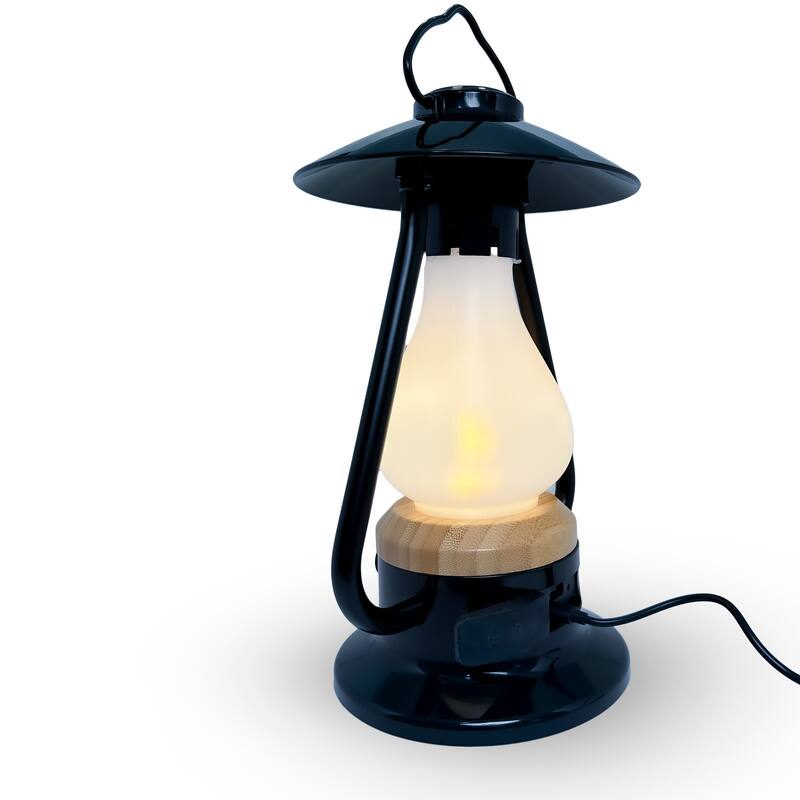 Kibun by Bulbrite Bonfire Cordless LED Outdoor Table Lamp + Dimmer Built-in Rechargeable Battery 3-Level Brightness + Power Bank