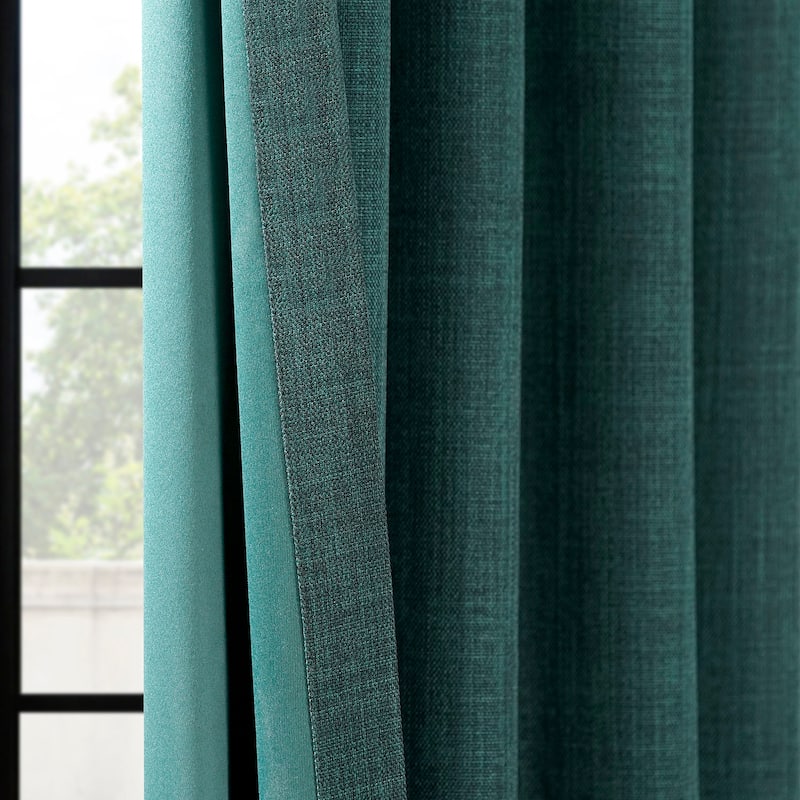 Exclusive Fabrics Grommet Textured Faux Linen Room Darkening Curtains for Bedroom & Living Room Curtains (1 Panel)