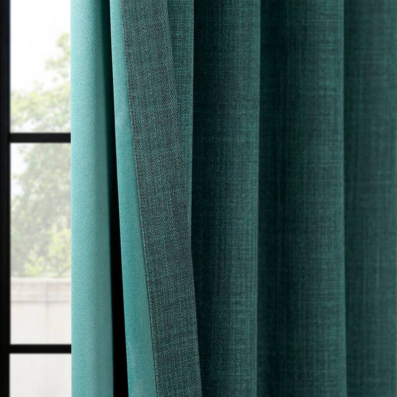 Exclusive Fabrics Textured Faux Linen Room Darkening Curtains for Bedroom & Living Room Curtains (1 Panel)