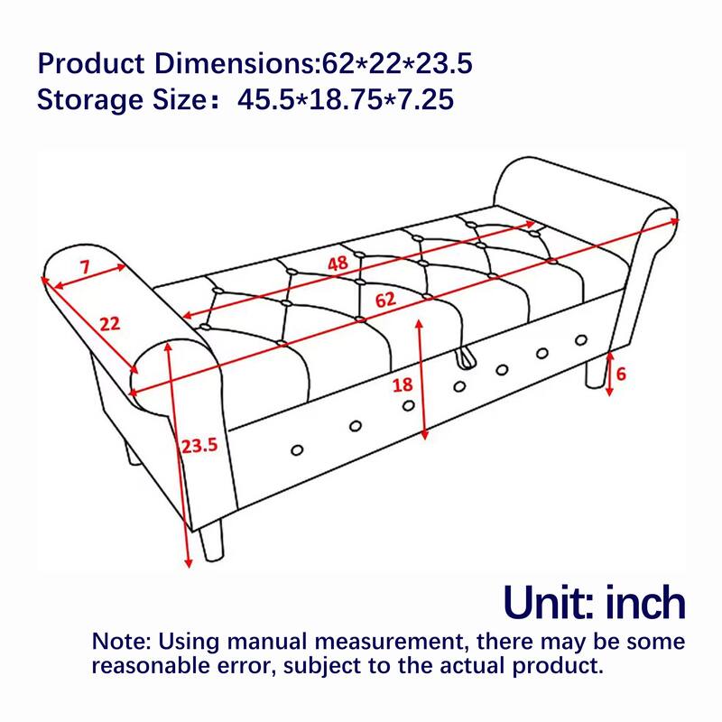 Bedroom Tufted Button Storage Bench