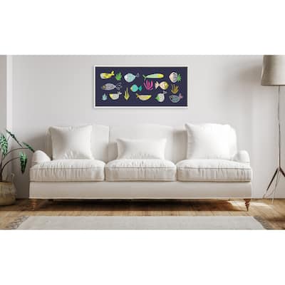 Kate and Laurel Sylvie Fishy Friends Framed Canvas by Turnowsky