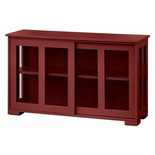 Porch & Den Jefferson Sliding Glass Door Stackable China Cabinet - Red