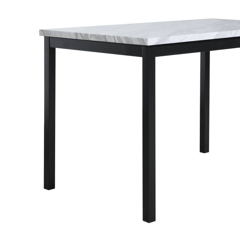 5-Piece Dining Table Set with Rectangular Faux Marble Top and 4 Faux Leather Upholstered Chairs