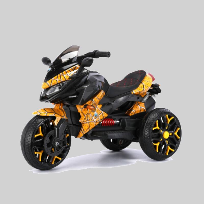 Battery Powered 12V Kids Motorcycle, Electric Ride-On with Training Wheels, Manual Throttle, Lighting Wheels - Yellow