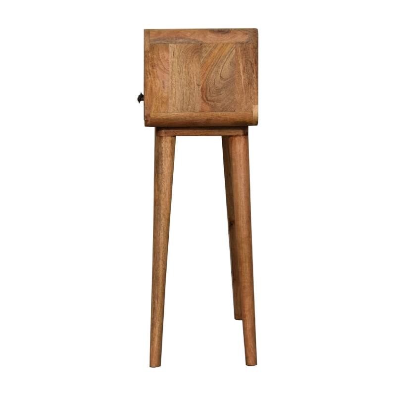 Artisan Furniture solid wood Mini Curved Oak-ish Console Table ,Beige,2 Drawers,1Shelf - N/A