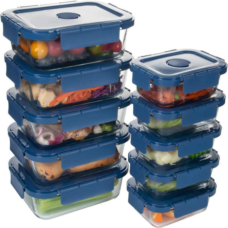 10 Pack Glass Food Storage Containers with Lids - Bed Bath