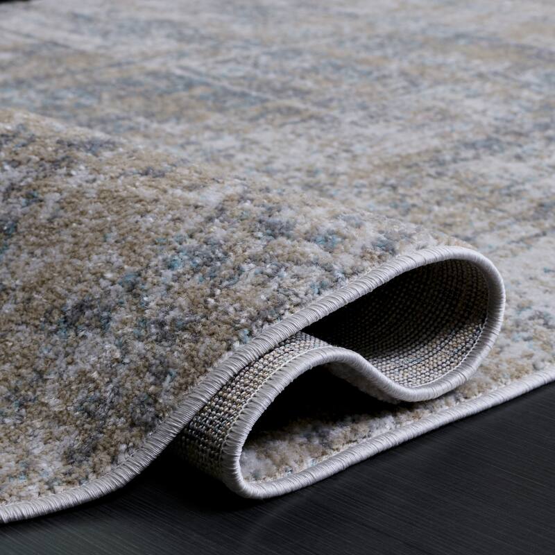 SAFAVIEH Adirondack Guillerma Modern Abstract Distressed Rug - 3' Round - Beige/Slate