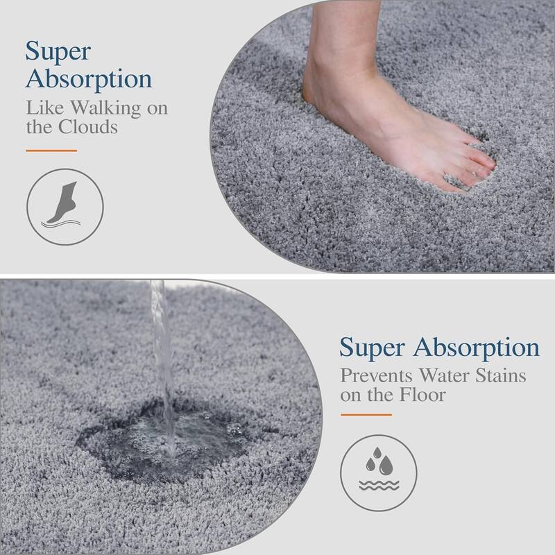 Bathroom Rug Non Slip Bath Mat for Bathroom, Water Absorbent Soft Microfiber Shaggy Bathroom Mat Machine Washable Bath Rug