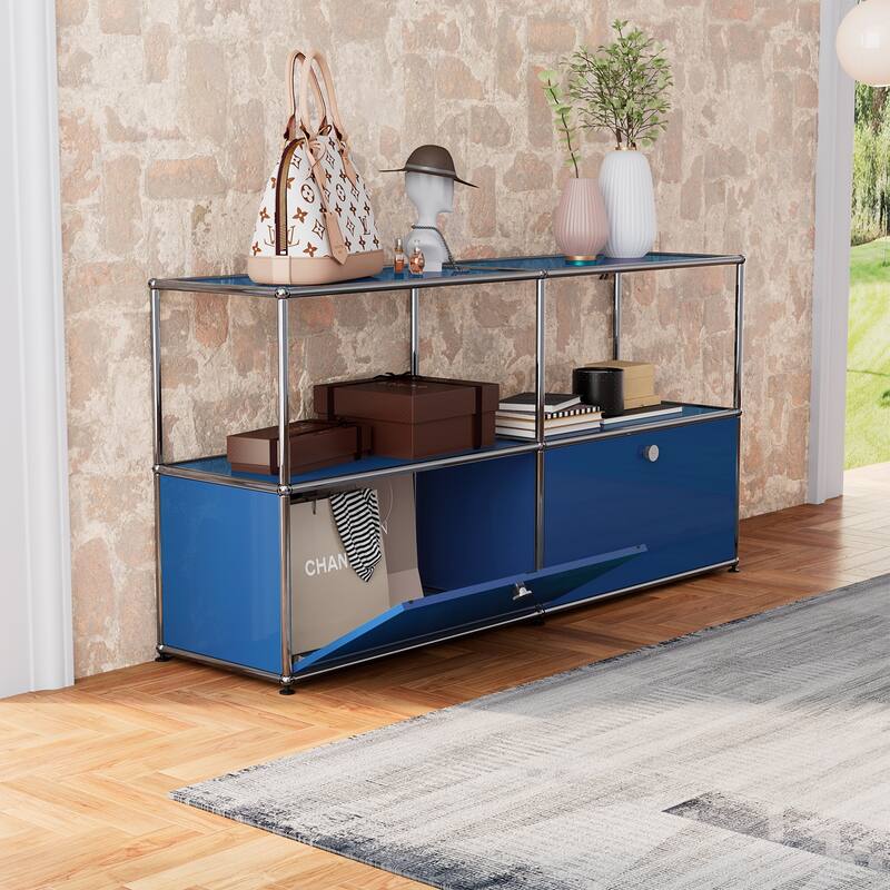 Modern Sideboard Office Storage Credenza Cabinet Metal Organizer