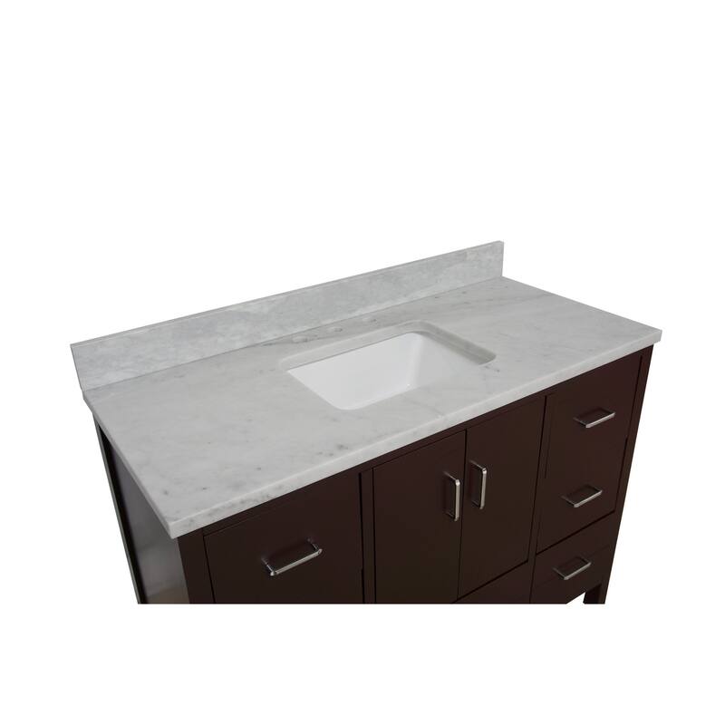KitchenBathCollection California 48" Bathroom Vanity with Carrara Marble Top