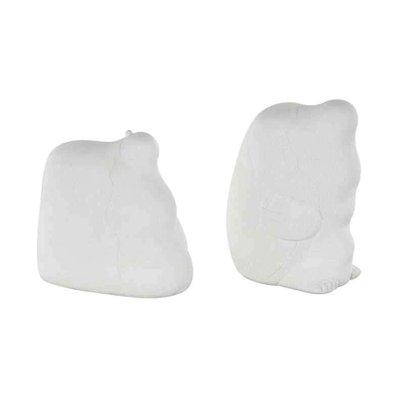 White Resin Abstract People Decorative Sculpture with Tucked Sitting Position (Set of 2)