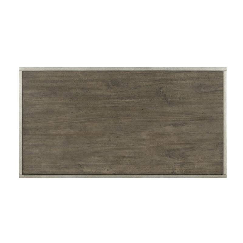 Wood Coffee Table with Metal Frame and Shelf