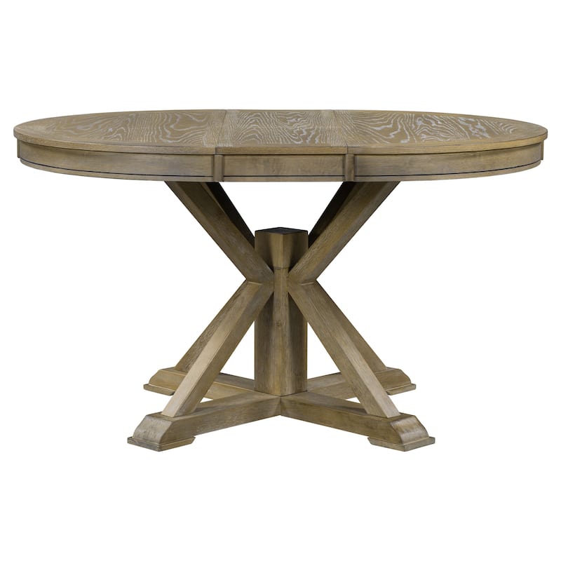 Retro Functional Extendable Dining Table with a 12" Leaf for Dining Room and Living Room