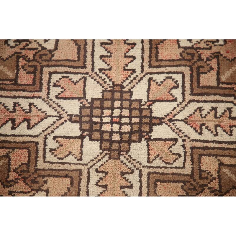 Hand Knotted Oriental 100% Wool Carpet Traditional Medallion Pink Heriz Area Rug - 11' 5'' X 8' 4''