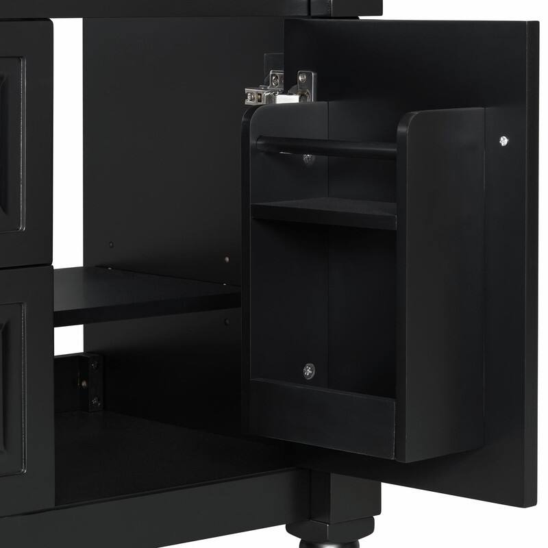 36" Bathroom Vanity with Sink, Freestanding Bathroom Cabinet with Ceramic Basin, Flip Drawer