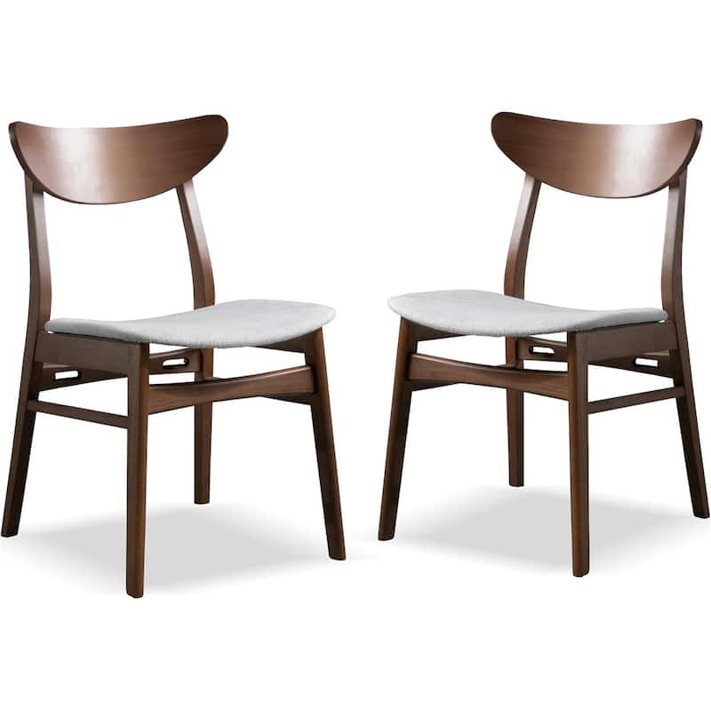 Walnut Finish Mid Century Modern Curved Back Side Chairs