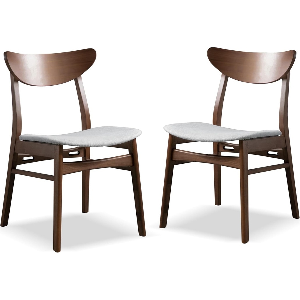 Walnut Finish Mid Century Modern Curved Back Side Chairs