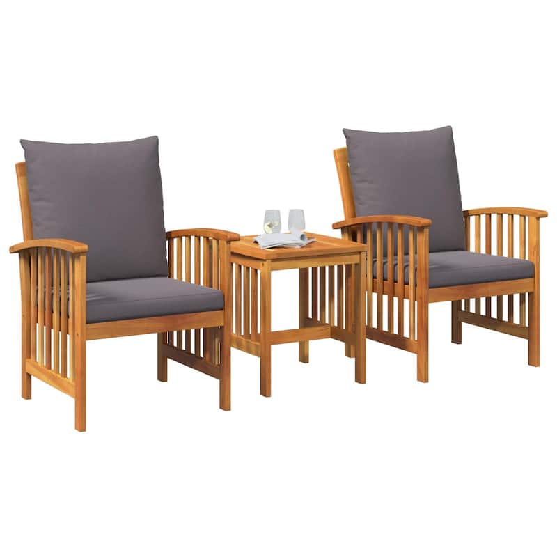vidaXL Patio Furniture Set Patio Table and Chairs Dining Set Solid Acacia Wood - 26.4 x 23.2 x 32.7 in