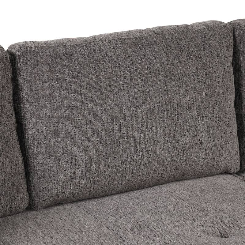 Modern L-Shape 3 Seat Reversible Sectional Couch, Pull Out Sleeper Sofa with Storage Chaise and 2 Stools