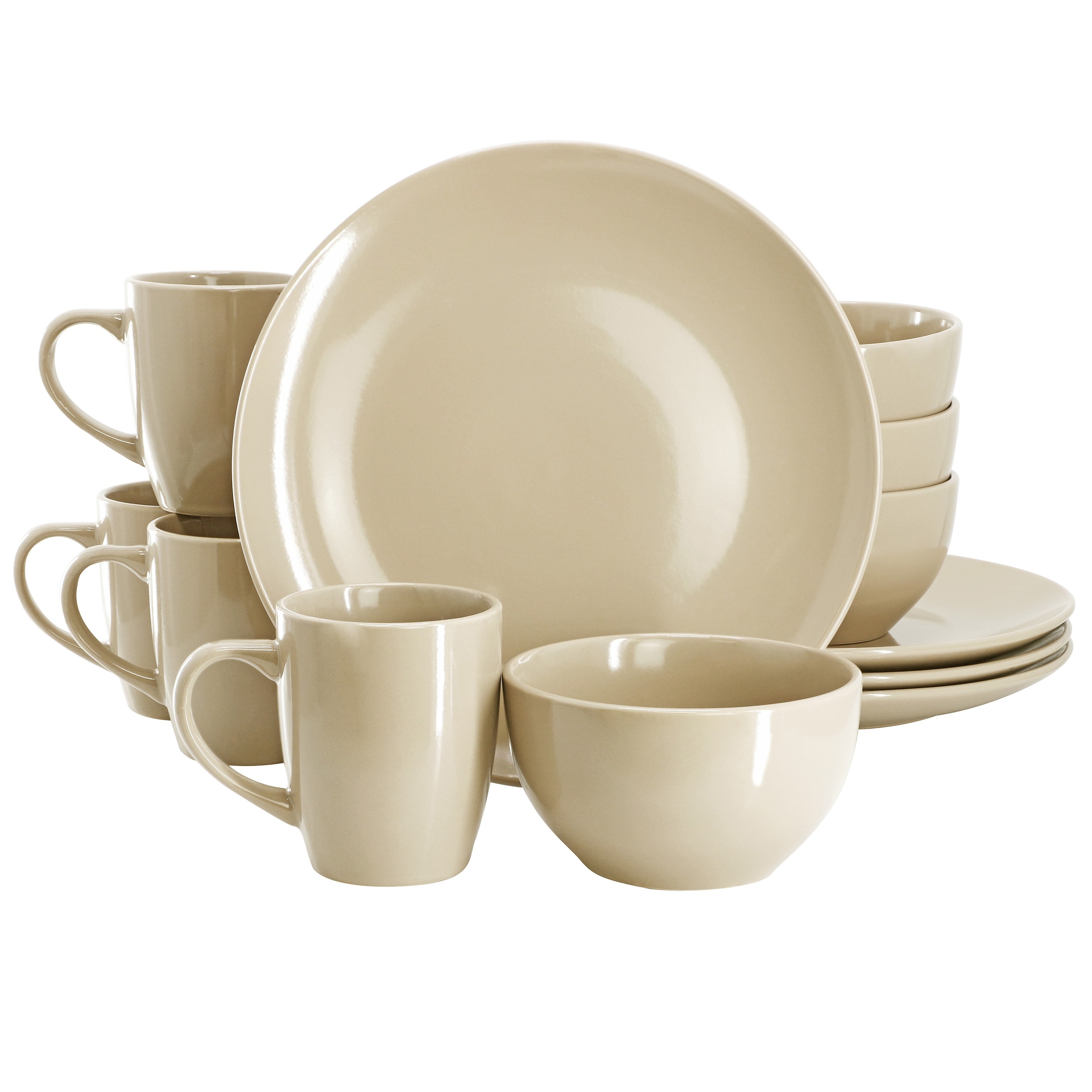 Gibson Set of 12, Stoneware Dinnerware Cream