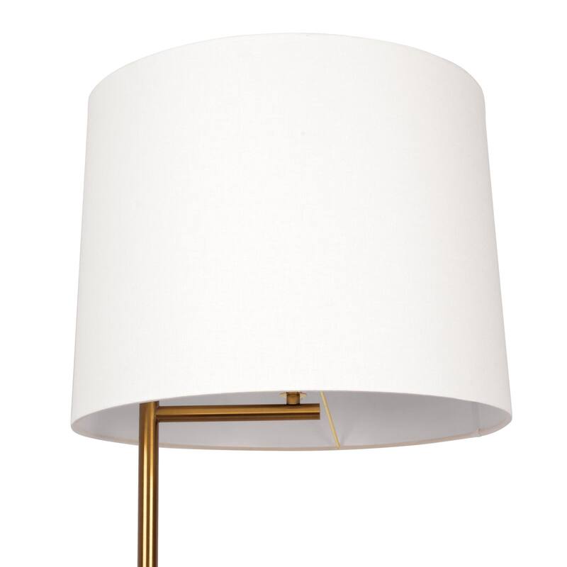 Brass Base Floor Lamp with Drum-shaped Linen Shade