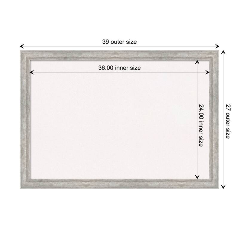 Angled Silver Wood Framed White Corkboard Bulletin Board, Organization Board, Pin Board - Board Size 36x24