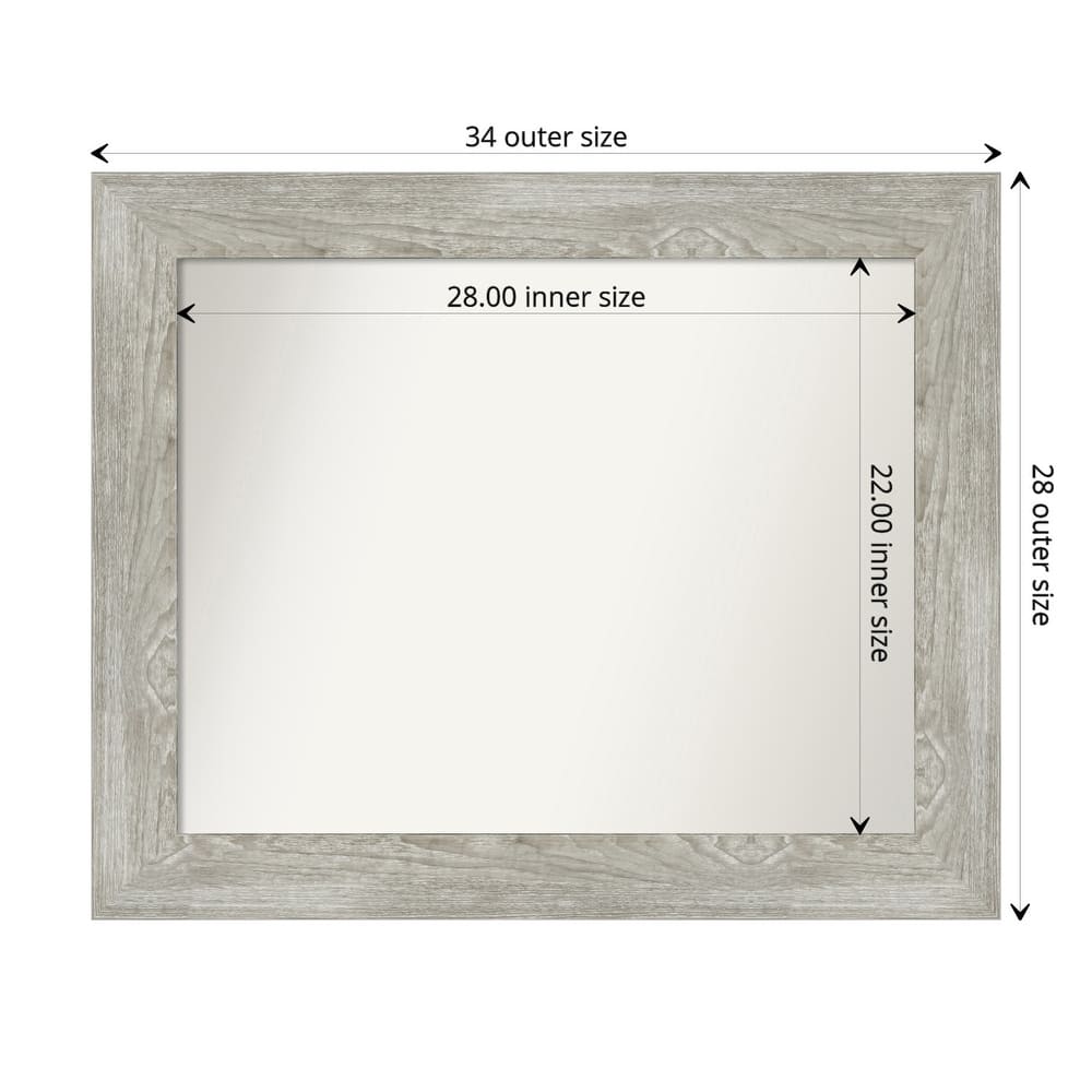 Non-Beveled Bathroom Wall Mirror - Dove Greywash Frame