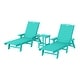 preview thumbnail 83 of 96, Laguna Hdpe All Weather Outdoor Patio Pool Reclining Chaise Lounges With Square Side Table (3-Piece Set) Turquoise