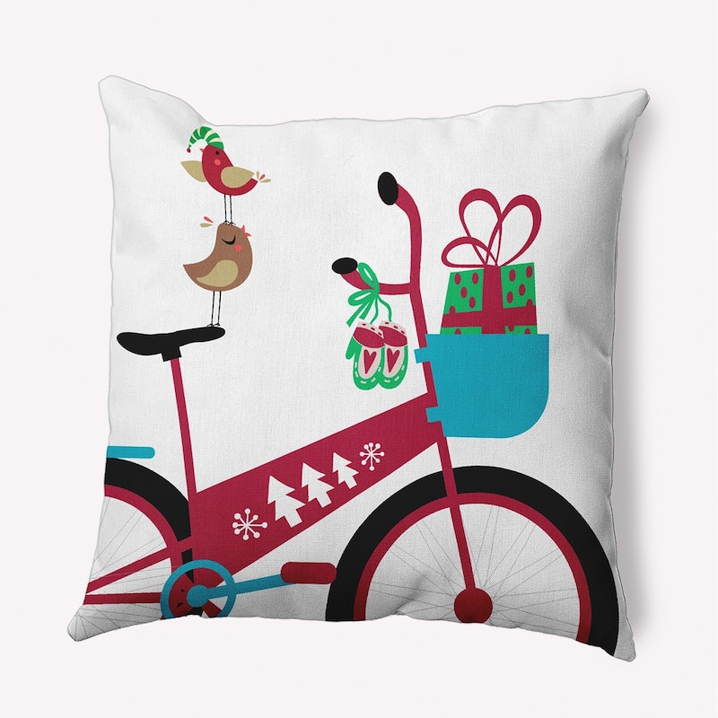Close Up Bike Indoor/Outdoor Christmas Throw Pillow - 20" x 20" - Christmas Pink