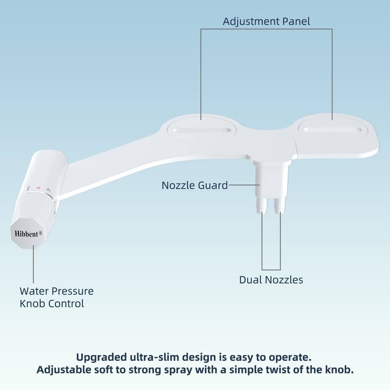 Dual Nozzle (Frontal & Rear Wash) Ultra-Slim Bidet Attachment
