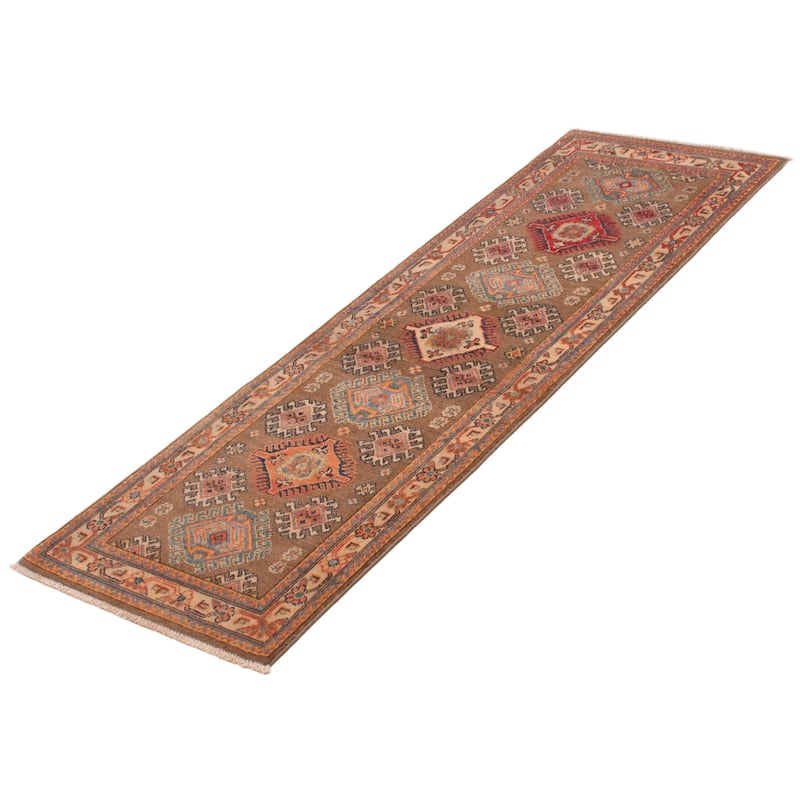 ECARPETGALLERY Hand-knotted Uzbek Ghazni Brown Wool Rug - 2'5 x 7'5