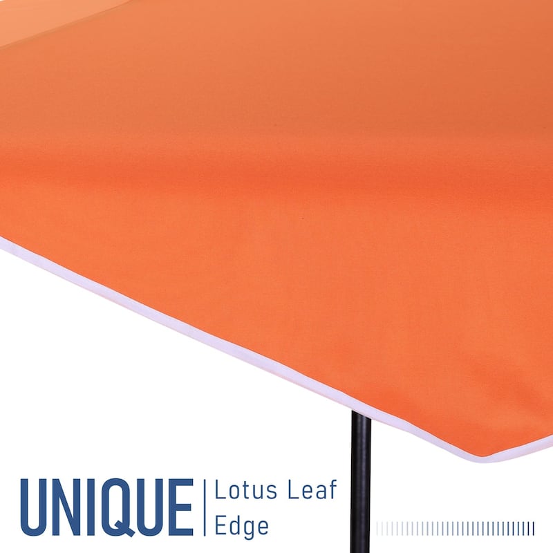 10Ft Patio Ruffled Edge Umbrella Auto-Tilt Crank Umbrella with LED Lights
