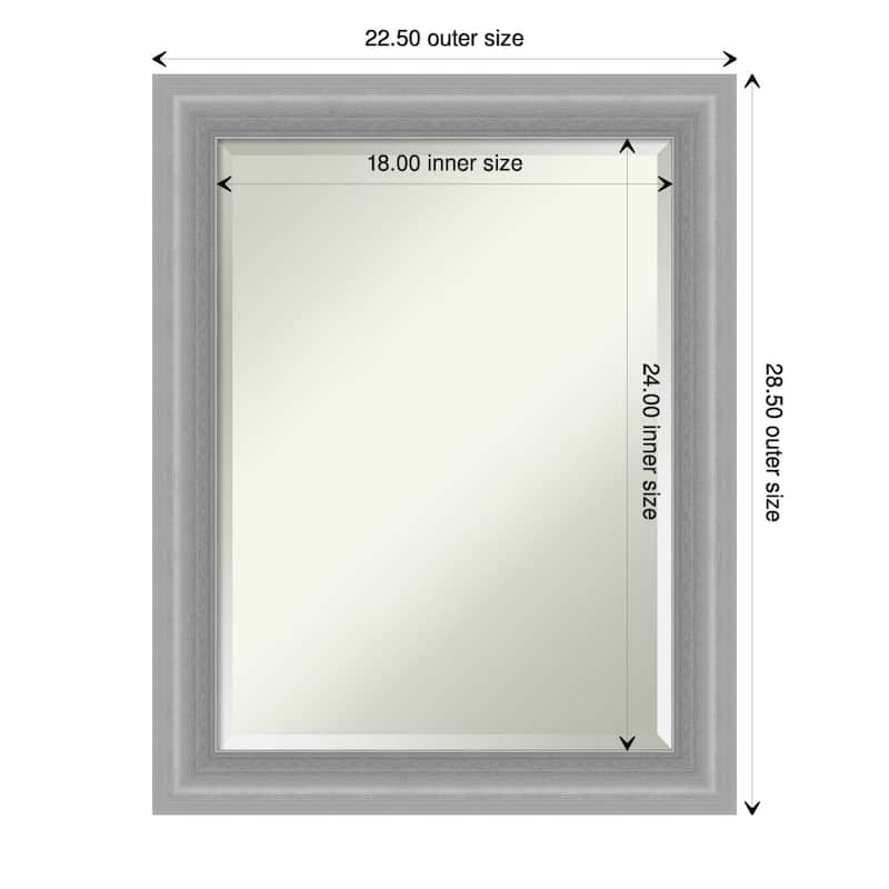 Beveled Wall Mirror - Peak Polished Nickel Narrow Frame - Peak Polished Nickel Narrow - 22.5 x 28.5-inch