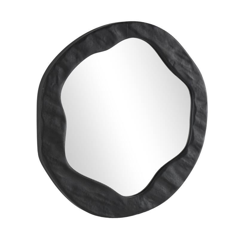 Velvet Wavy Room Wall Mirror - Black - Roche River Decor