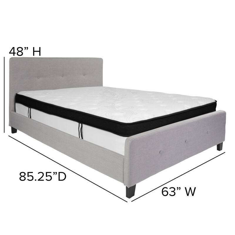 Button Tufted Platform Bed with Memory Foam Pocket Spring Mattress