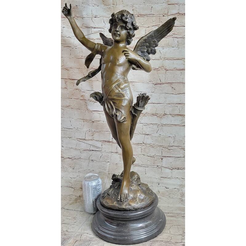 Signed Moreau Large Angel Cupid Love Bronze Sculpture Romance Sculpture Figure